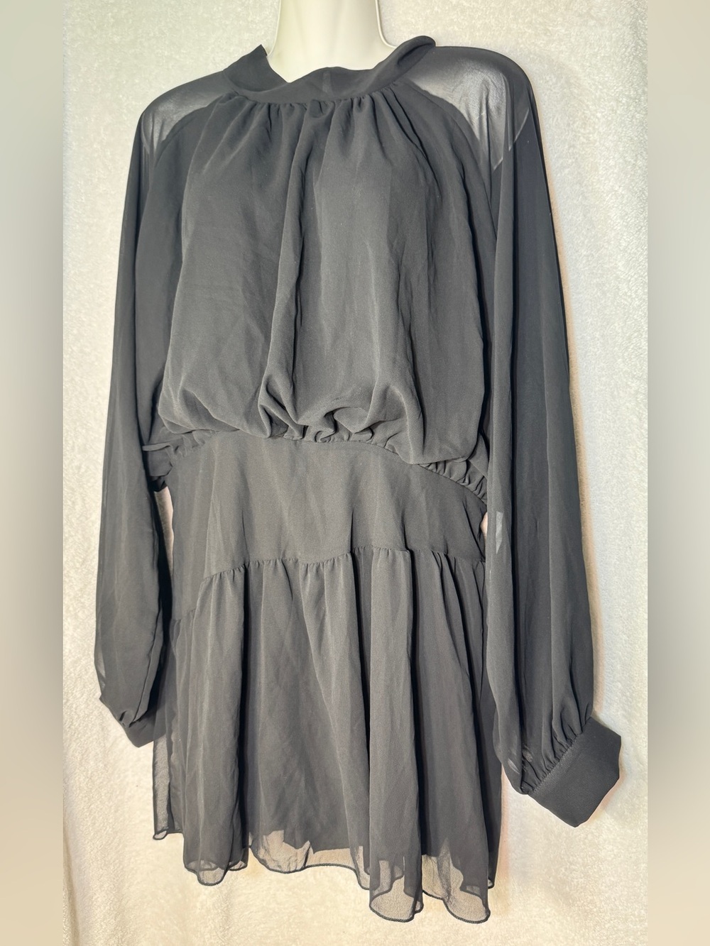 SHEIN Black Long-Sleeve Sheer Chiffon jumper size L